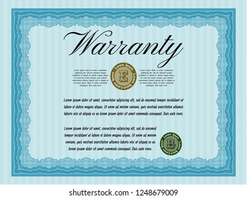 Light blue Warranty. Sophisticated design. Printer friendly. Customizable, Easy to edit and change colors. 
