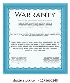 Light blue Warranty. Superior design. Detailed. With guilloche pattern. 