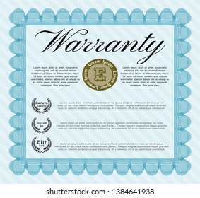 Light blue Warranty. Superior design. Printer friendly. Detailed. 