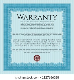 Light blue Warranty template. With background. Superior design. Vector illustration. 
