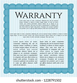 Light blue Warranty template. With background. Vector illustration. Artistry design. 