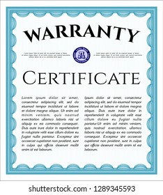 Light blue Warranty template. With background. Customizable, Easy to edit and change colors. Superior design. 