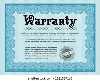 Light blue Warranty template. With complex background. Customizable, Easy to edit and change colors. Retro design. 