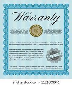 Light blue Warranty template. With complex linear background. Superior design. Vector illustration. 