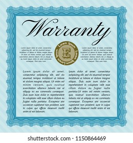 Light blue Warranty template. With complex linear background. Elegant design. Customizable, Easy to edit and change colors. 