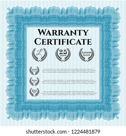 Light blue Warranty template. With complex background. Money style design. Customizable, Easy to edit and change colors. 
