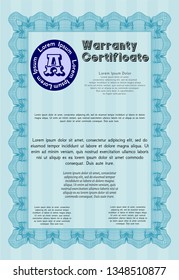 Light blue Warranty template. Complex background. Elegant design. Vector illustration. 