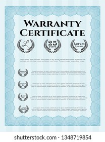 Light blue Warranty template. Cordial design. Customizable, Easy to edit and change colors. Easy to print. 