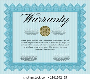 Light blue Warranty template. Customizable, Easy to edit and change colors. With complex linear background. Excellent design. 