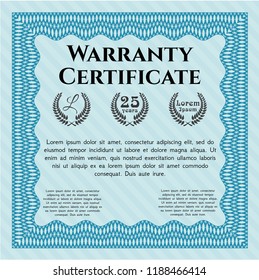 Light blue Warranty template. Customizable, Easy to edit and change colors. Complex background. Elegant design. 