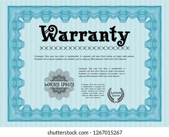 Light blue Warranty template. Customizable, Easy to edit and change colors. With background. Sophisticated design. 
