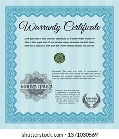 Light blue Warranty template. Customizable, Easy to edit and change colors. With linear background. Beauty design. 