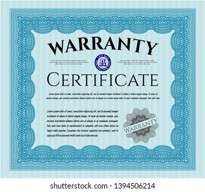Light blue Warranty template. Customizable, Easy to edit and change colors. Printer friendly. Cordial design. 