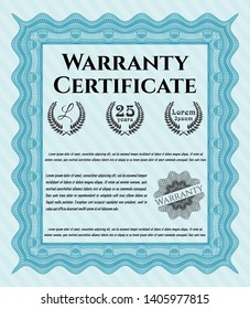 Light blue Warranty template. Customizable, Easy to edit and change colors. With quality background. Beauty design. 