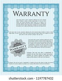 Light blue Warranty template. Detailed. Easy to print. Artistry design. 