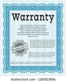 Light blue Warranty template. Easy to print. Detailed. Artistry design. 