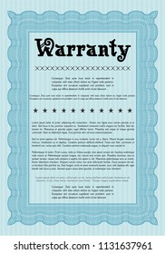 Light blue Warranty template. Good design. Vector illustration. With background. 