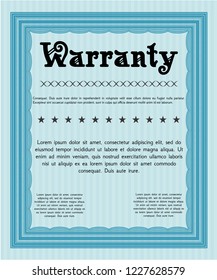Light blue Warranty template. With guilloche pattern. Artistry design. Detailed. 
