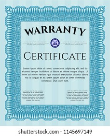 Light blue Warranty template. With linear background. Vector illustration. Artistry design. 