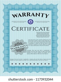 Light blue Warranty template. With linear background. Modern design. Customizable, Easy to edit and change colors. 