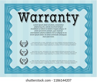 Light blue Warranty template. Modern design. With background. Vector illustration. 