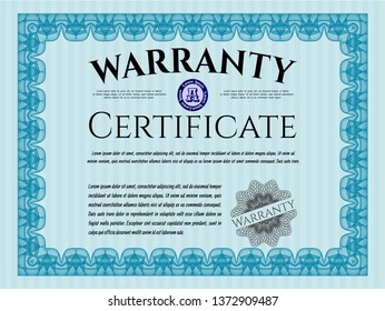 Light blue Warranty template. Modern design. With complex linear background. Customizable, Easy to edit and change colors. 