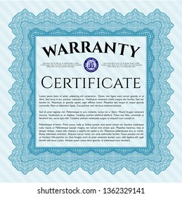 Light blue Warranty template. Money Pattern design. Customizable, Easy to edit and change colors. With great quality guilloche pattern. 
