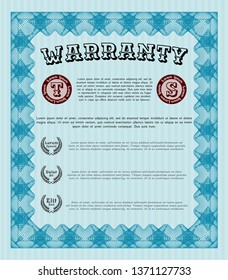 Light blue Warranty template. Nice design. With complex linear background. Vector illustration. 