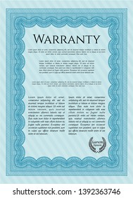 Light blue Warranty template. Nice design. Detailed. Easy to print. 