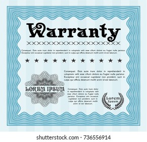 Light blue Warranty template. Nice design. Customizable, Easy to edit and change colors. Printer friendly. 