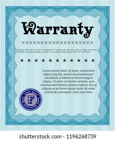 Light blue Warranty template. Perfect design. Printer friendly. Customizable, Easy to edit and change colors. 