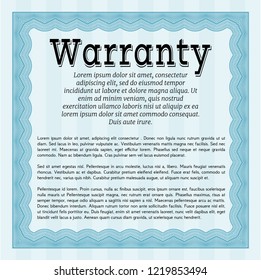 Light blue Warranty template. Perfect design. Customizable, Easy to edit and change colors. With background. 