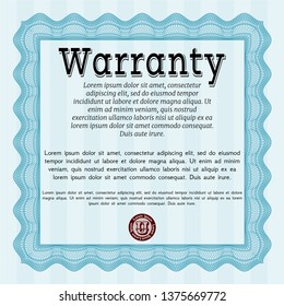 Light blue Warranty template. Printer friendly. Artistry design. Customizable, Easy to edit and change colors. 
