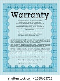 Light blue Warranty template. Printer friendly. Customizable, Easy to edit and change colors. Perfect design. 