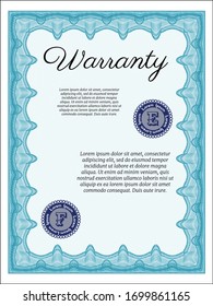 Light blue Warranty template. Printer friendly. Detailed. Nice design. 