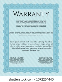 Light blue Warranty template. Vector illustration. Easy to print. Perfect design. 