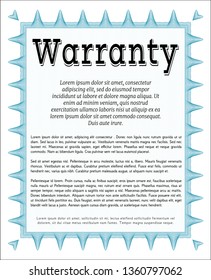 Light blue Warranty template. Vector illustration. Complex background. Modern design. 