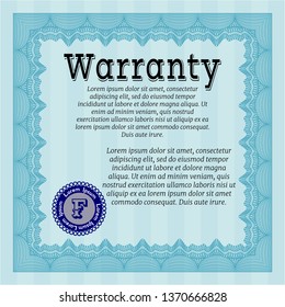 Light blue Warranty template. Vector illustration. With complex background. Nice design. 