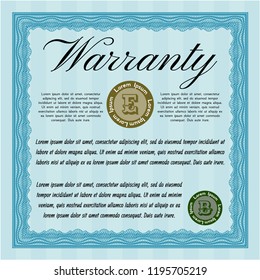 Light blue Warranty. Vector illustration. With background. Money Pattern. 