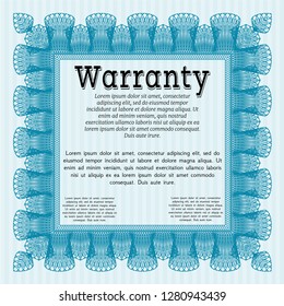 Light blue Warranty. Vector illustration. With great quality guilloche pattern. Good design. 