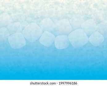 Agua azul claro con cubos de hielo de fondo. Textura del hielo.