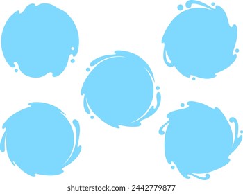 Light blue water splash silhouette circular frame set