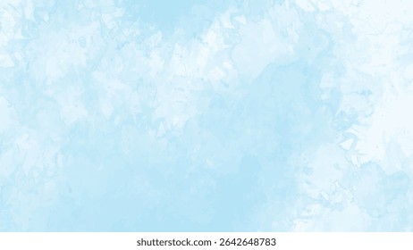 Um plano de fundo azul claro em aquarela com suaves manchas de cor e um gradiente sutil. A textura se parece com papel aquarela. O clima geral é sereno e delicado.