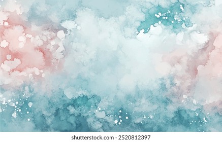 light blue watercolor background with soft pink and white highlights, recreating the delicate frosty air of a winter morning