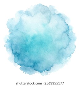 Light blue watercolor circle with a soothing gradient, ideal for calming and peaceful designs.