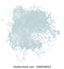 light blue watercolor isolated blotch pattern with watery fringed border on white background, vector illustration