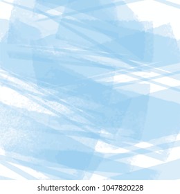 light blue watercolor pattern with wide diagonal transparent edged brush strokes on white background, vector illustration