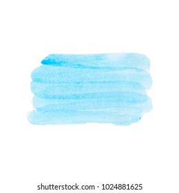 Light blue watercolor texture on the white background, vector ink, acrylic decoration. Trendy background for design, party, birthday, wedding, invitation, web, banner, card, poster 
