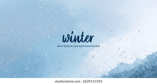 Light blue watercolor winter background with specks of glitter.