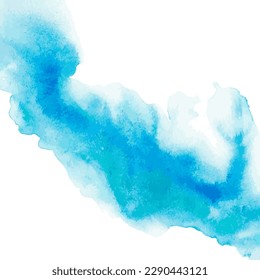 Light Blue Wave Artwork Watercolor Vector Pattern.